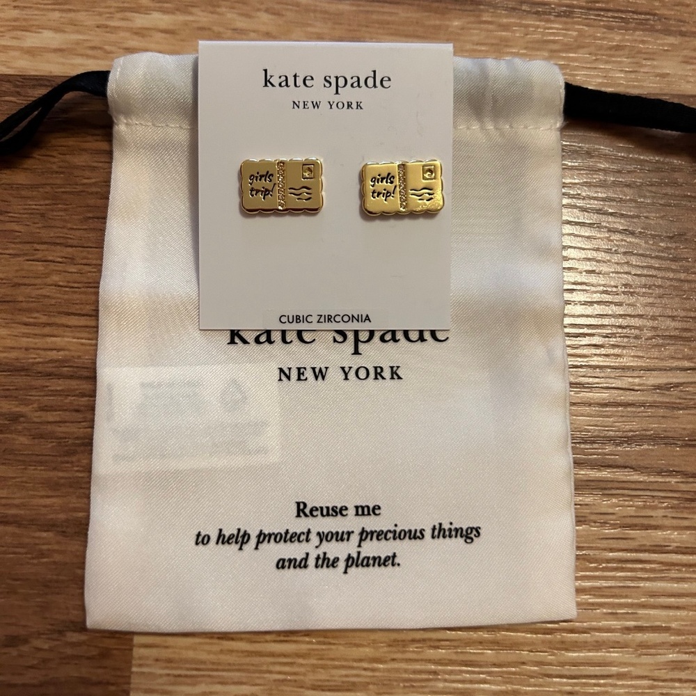 NEW Kate Spade New York Away We Go Postcard Studs